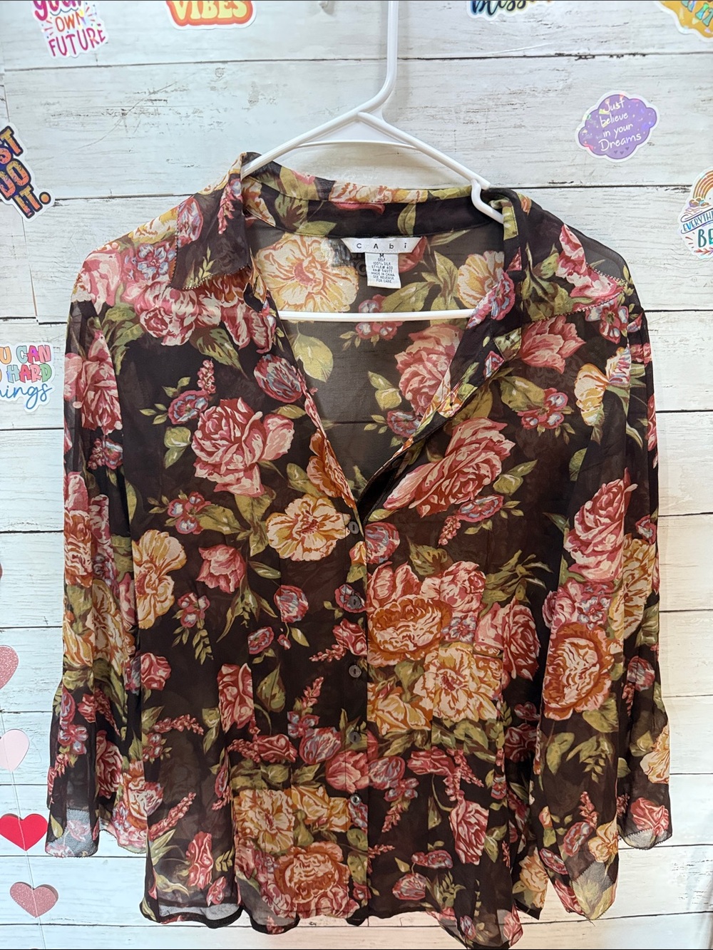 CAbi Floral Long Sleeve Blouse